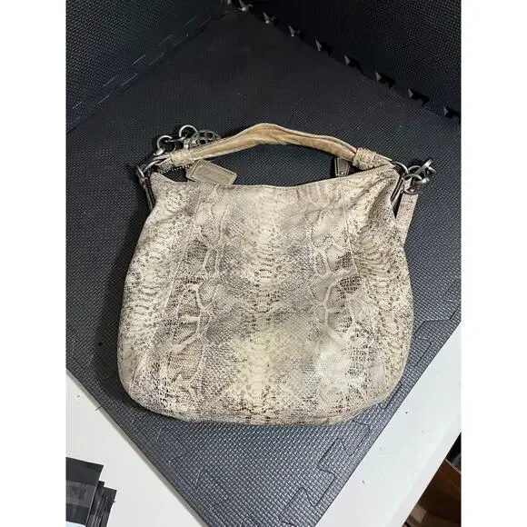 Coach Kristen Brown Tan Embossed Python Leather Purse‎ Hobo E1026 15361 - Picture 5 of 12